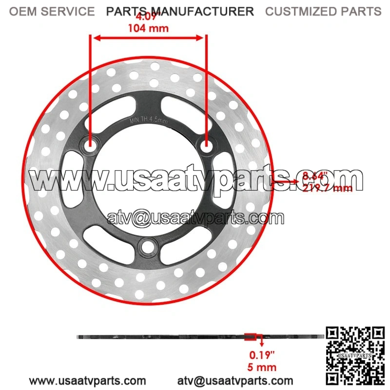 For Yamaha Kodiak 450 YFM450F 4x4 2003 2004 Front Rear Brake Caliper With Disc Pad - Image 2