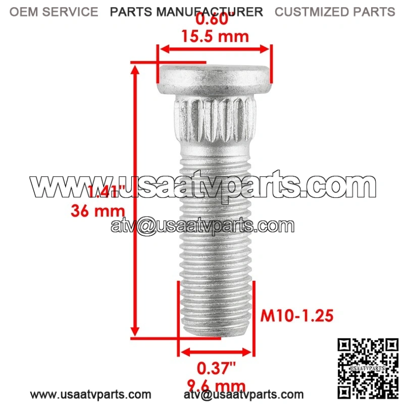 Can-AM 250300055 211300020 250300020 250300034 4 Front Rear Wheel Stud - Image 2