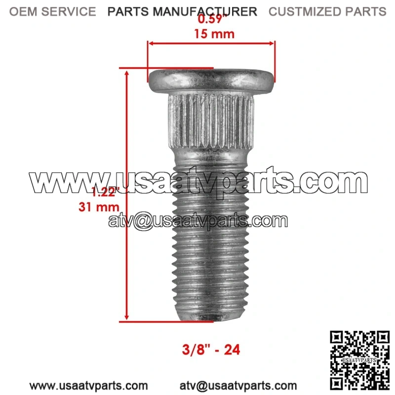 Polaris Magnum 325 2x4 4x4 2000-2001 3/8" 8x Front Rear Studs & Flange Nuts - Image 3