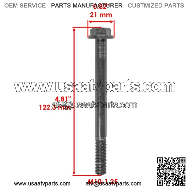 Polaris 7518566 7519365 M10-1.25 x 122 mm Hex Flange Bolts Screw - Image 2