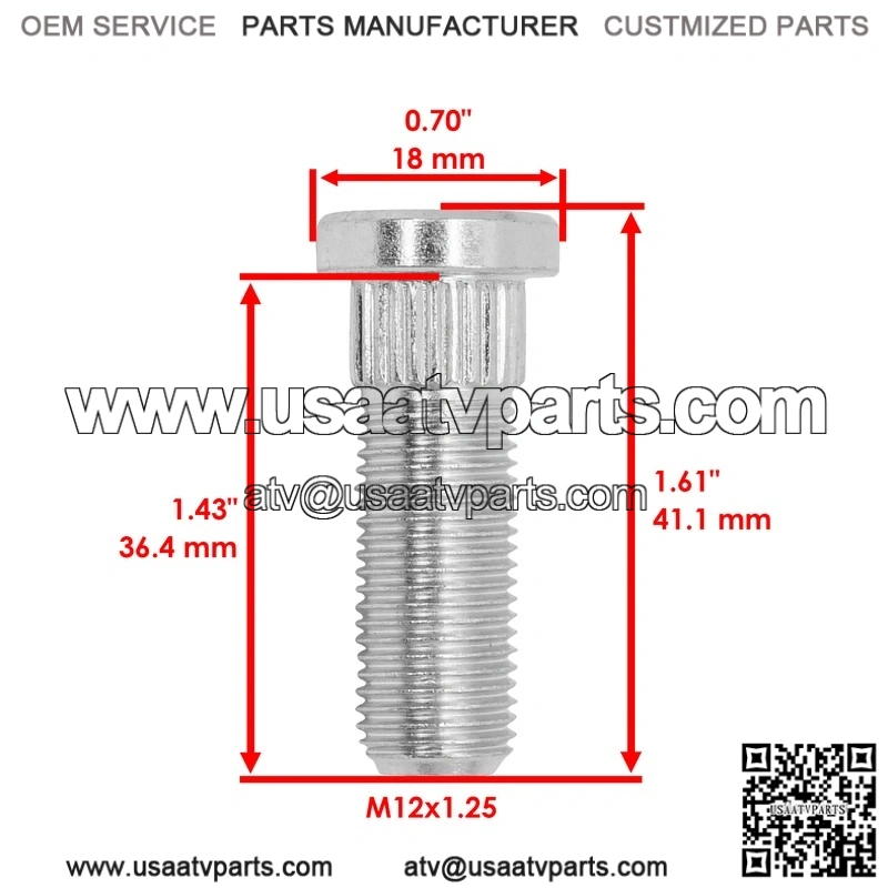 Yamaha Viking 700 Viking VI 2016-2024 / 90114-12005-00 Wheel Hub Bolt - Image 2