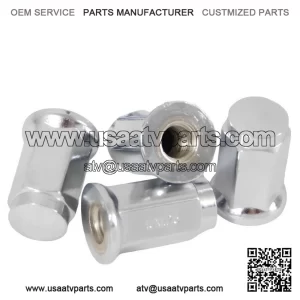 For ATV & UTV 10x1.25 ?C 4 Pack Of Chrome Flat Base 10mm x 1.25 Lug Nut Parts.