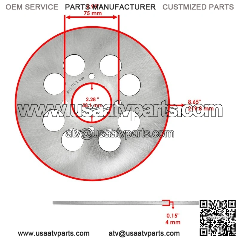 For Yamaha Raptor 660R 2001-2005 Rear Right Brake Disc with Brake Pads and Bolts - Image 2