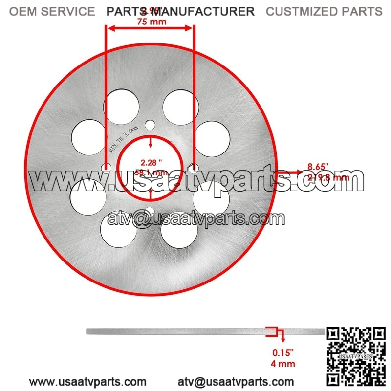 Fits Yamaha Warrior 350 YFM350X 1990-2004 Rear Brake Disc Rotor With Caliper - Image 2