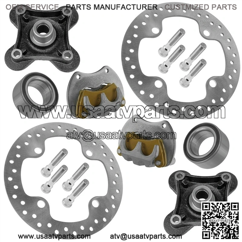 For Polaris RZR XP 1000 2014-17 Rear Left&Right Brake Caliper & Disc w/Wheel Hub